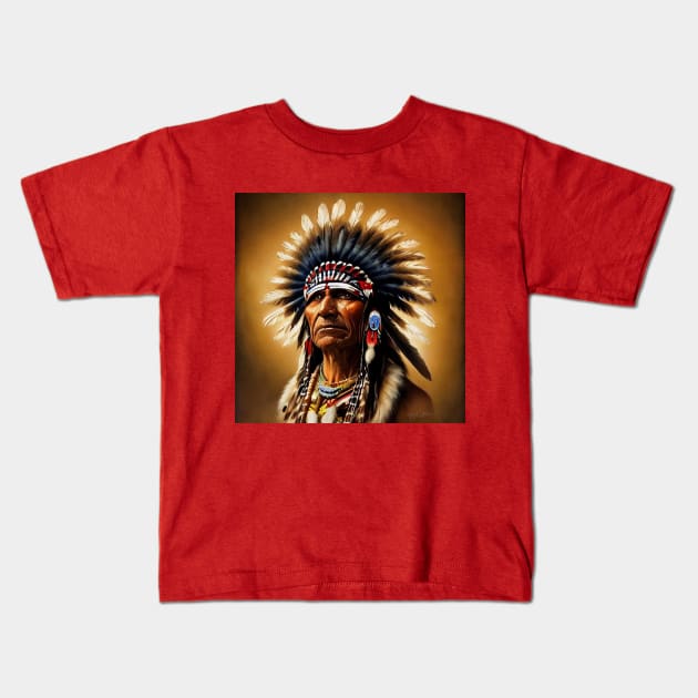 indian chief portrait Kids T-Shirt by thisiskreativ